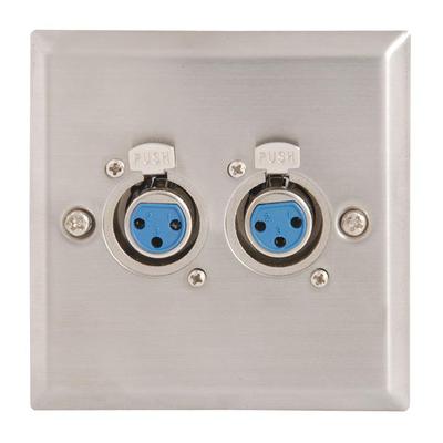 Steel Female XLR Wallplate - Dual