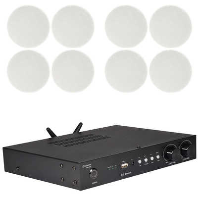 2 Zone Wifi Multistreaming Amplifier With 8 Ceiling Speakers