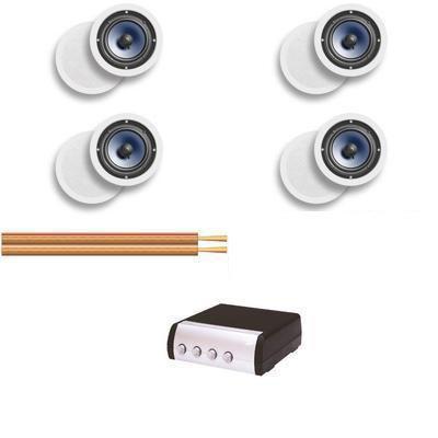 4 x Pairs Of ATON A60C Ceiling Speakers, QED Switch And 100M Cable