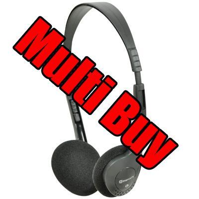 <b>Multi Buy</b> 100 Lightweight Stereo Headphones - Ideal for Computers