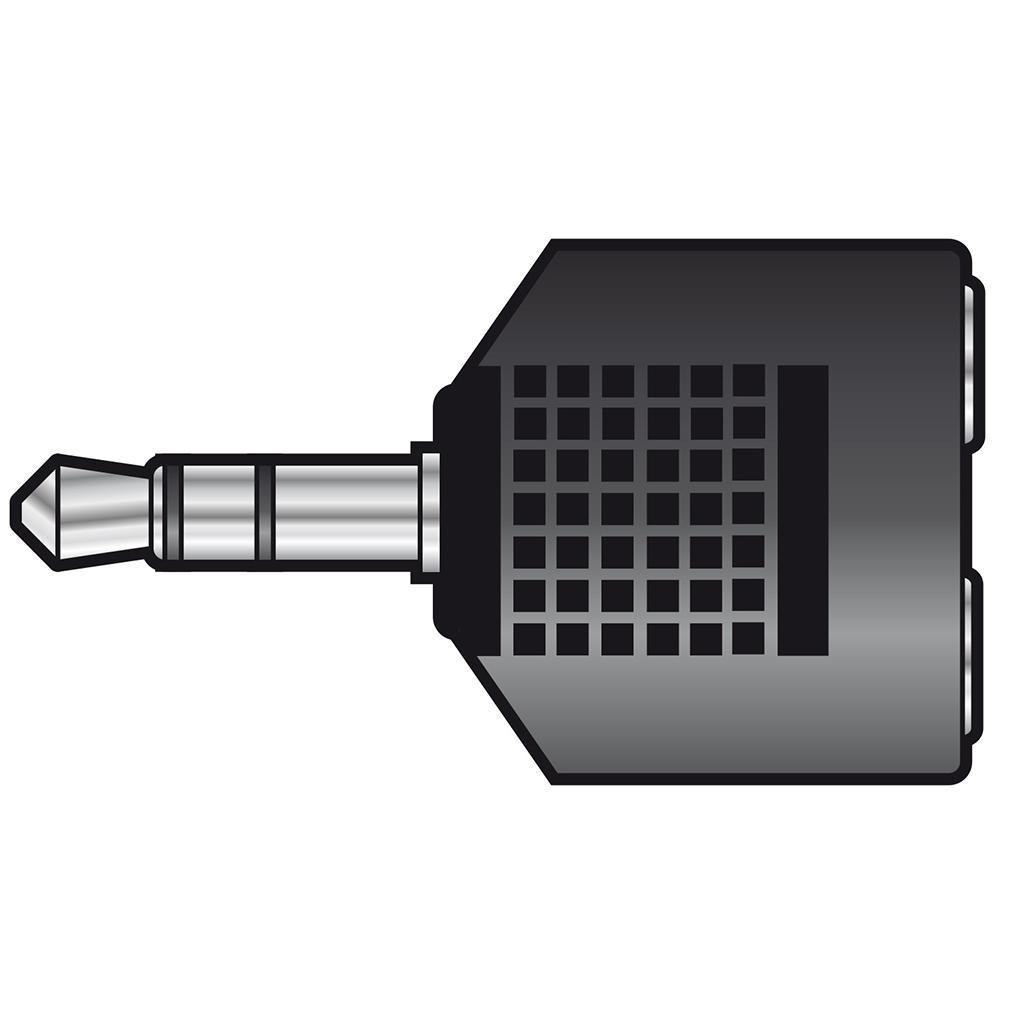 Chrome 3.5mm Stereo Plug To 2 x 3.5mm Stereo Sockets - main image