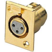 Gold Plated 3 Pin XLR Socket Chassis Connector