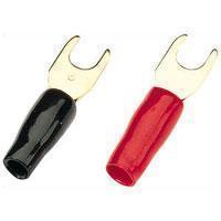 Set Of 4 Red/Black Gold Plated 5.5mm Spade Terminals 6.2mm Cable - main image