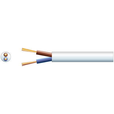 2 Core Round Mains PVC Cable 6A White 100m - main image