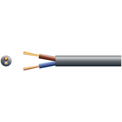 2 Core Round Mains PVC Cable 6A Black 100m - main image