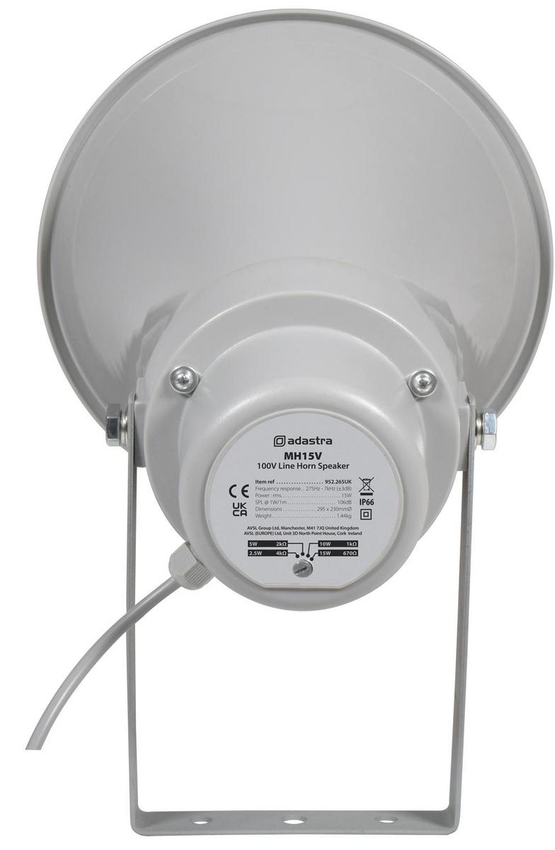 Adastra 15W Round Weatherproof Horn Speaker 100V - IP66 - main image