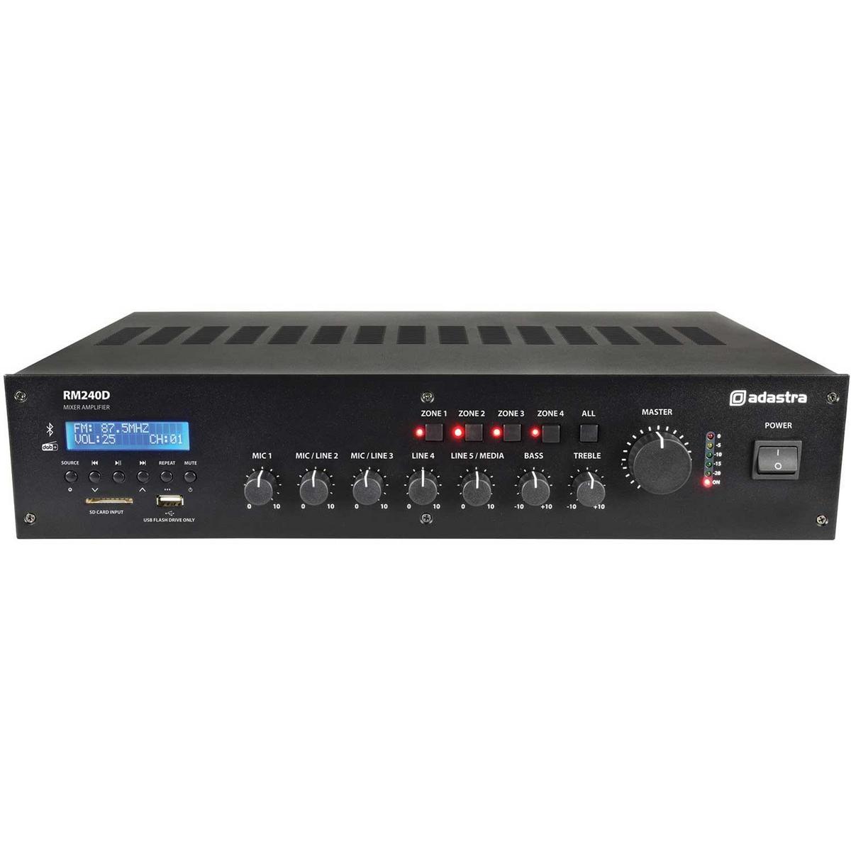240W Adastra 100v Mixer Amplifier with DAB+, BT, USB/SD - main image