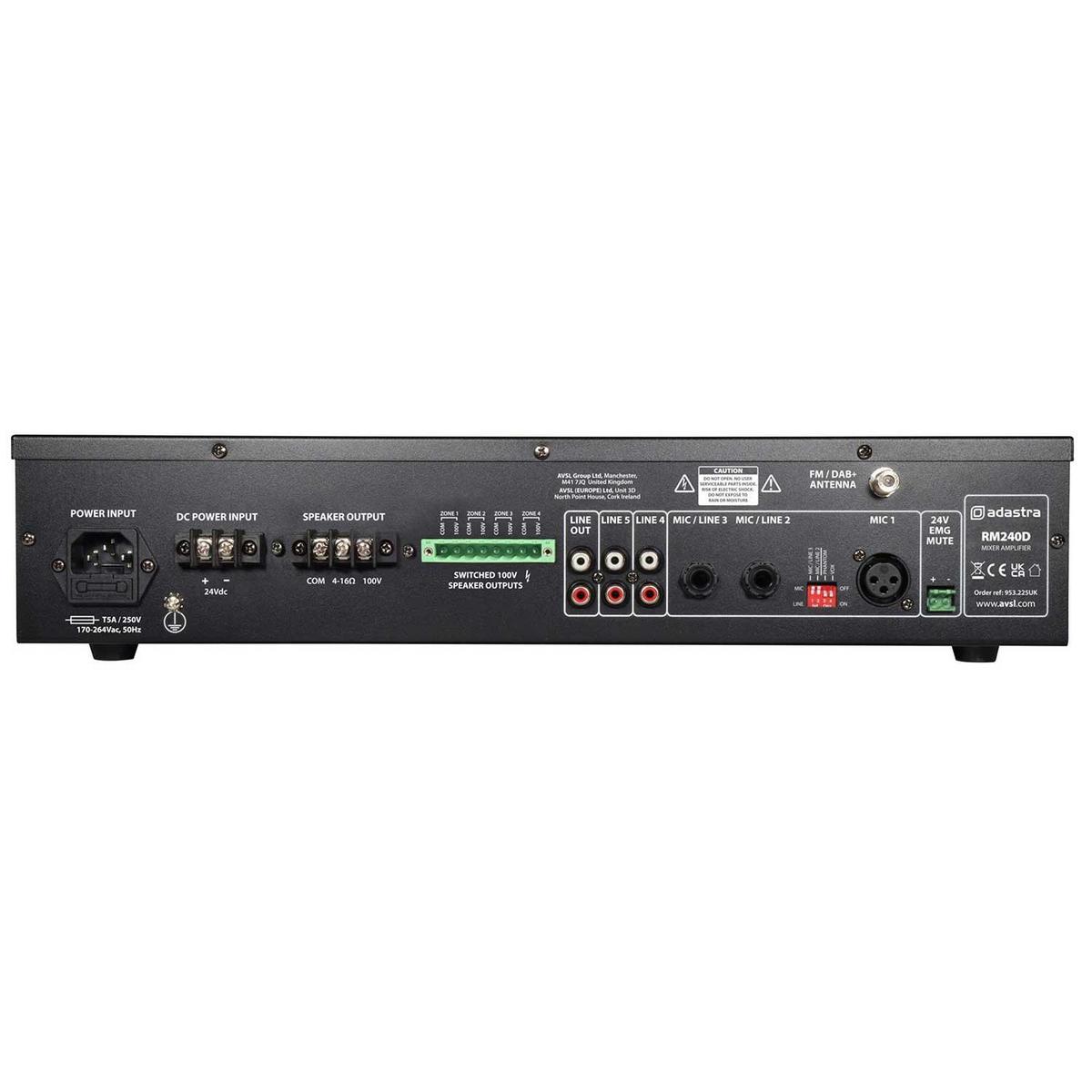 240W Adastra 100v Mixer Amplifier with DAB+, BT, USB/SD - main image