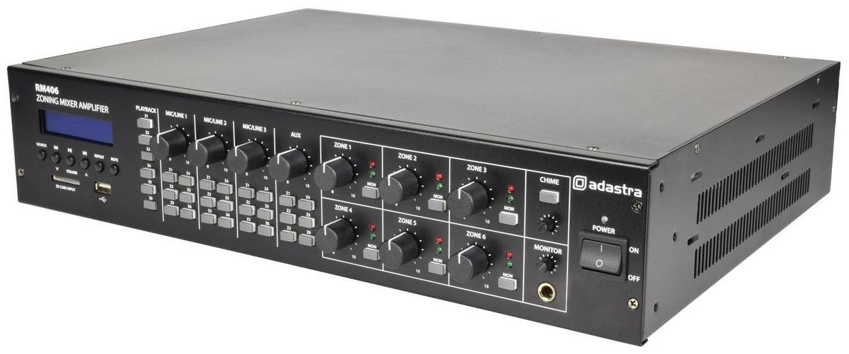 Adastra RM406 100V Mixer Amplifier 6 x 40W + USB/SD/FM/Bluetooth - main image