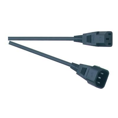 Black 3 Pin UK 10A IEC to IEC Extension Lead 10M