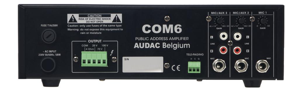 Audac COM6 PA Amplifier 100V/70V/25V & 4 Ohm - 60W - main image