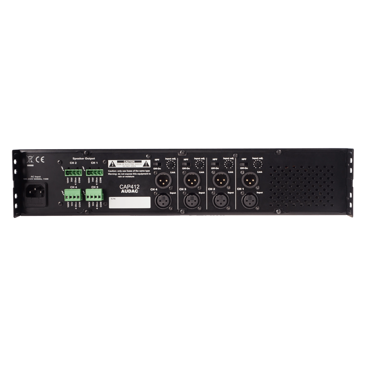 Audac CAP412 Quad Channel Power Amplifier 4 x 120W 100V Line - main image