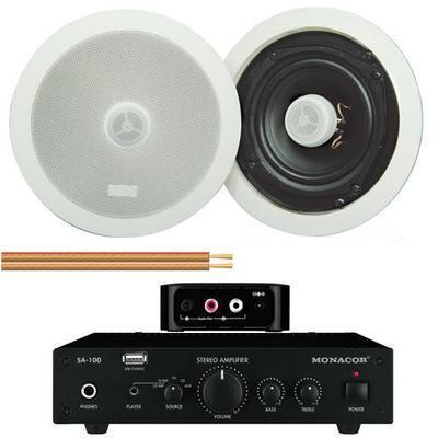 Pair of 6.5" Ceiling Speakers, Amplifier and Bluetooth Receiver - main image