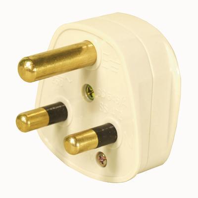 White 15 Amp Round Pin Plug