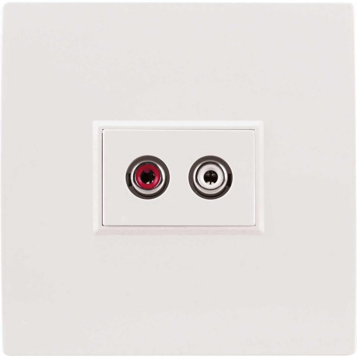 Eagle Wall Plate with 2 Phono Sockets, 1x Red and 1x White - main image