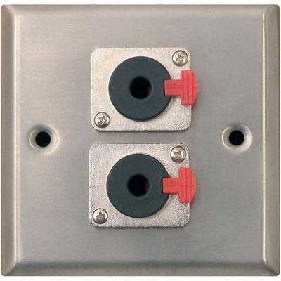 Silver Metal AV Wall Plate With 2 x 6.35mm Jack Socket