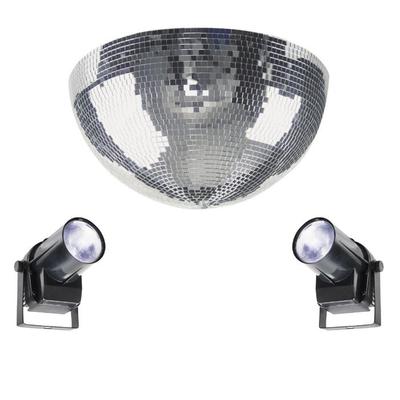 30CM Half Mirror Ball With 2 X LED Pinspots