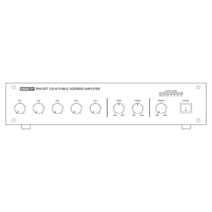Eagle PA6120T 100V Line Mixer Amplifier 120W RMS - Diagram Front - main image