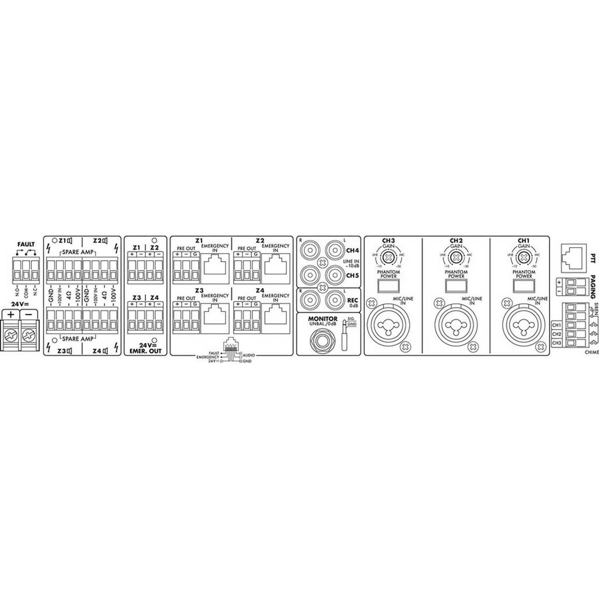 Monacor PA-40120 4-Zone PA Amplifier 4 x 120W - main image