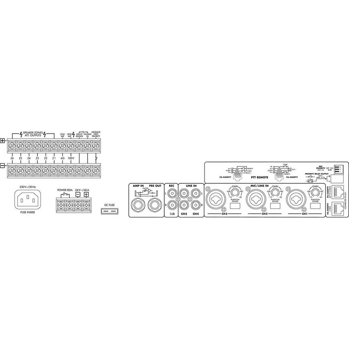 PA-6480 6-Zone Mono PA Mixing Power Amplifier 1 Channel x 480WRMS - main image