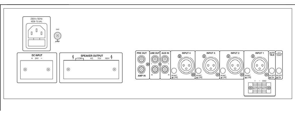 PA-940 Mono PA Mixing Amplifier - Rear View - main image