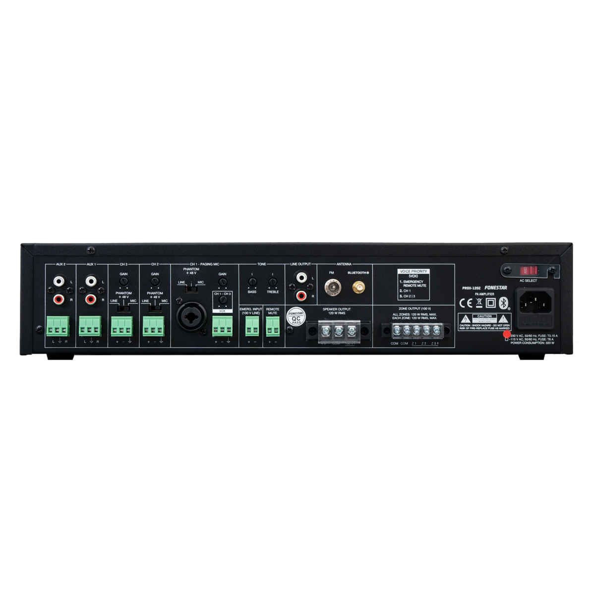 Fonestar PROX-120Z 3-Zone 120W Amplifier with Bluetooth - main image
