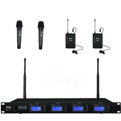 Quad Wireless Microphone System with 2 x Hand Held and 2 x Tie Clip