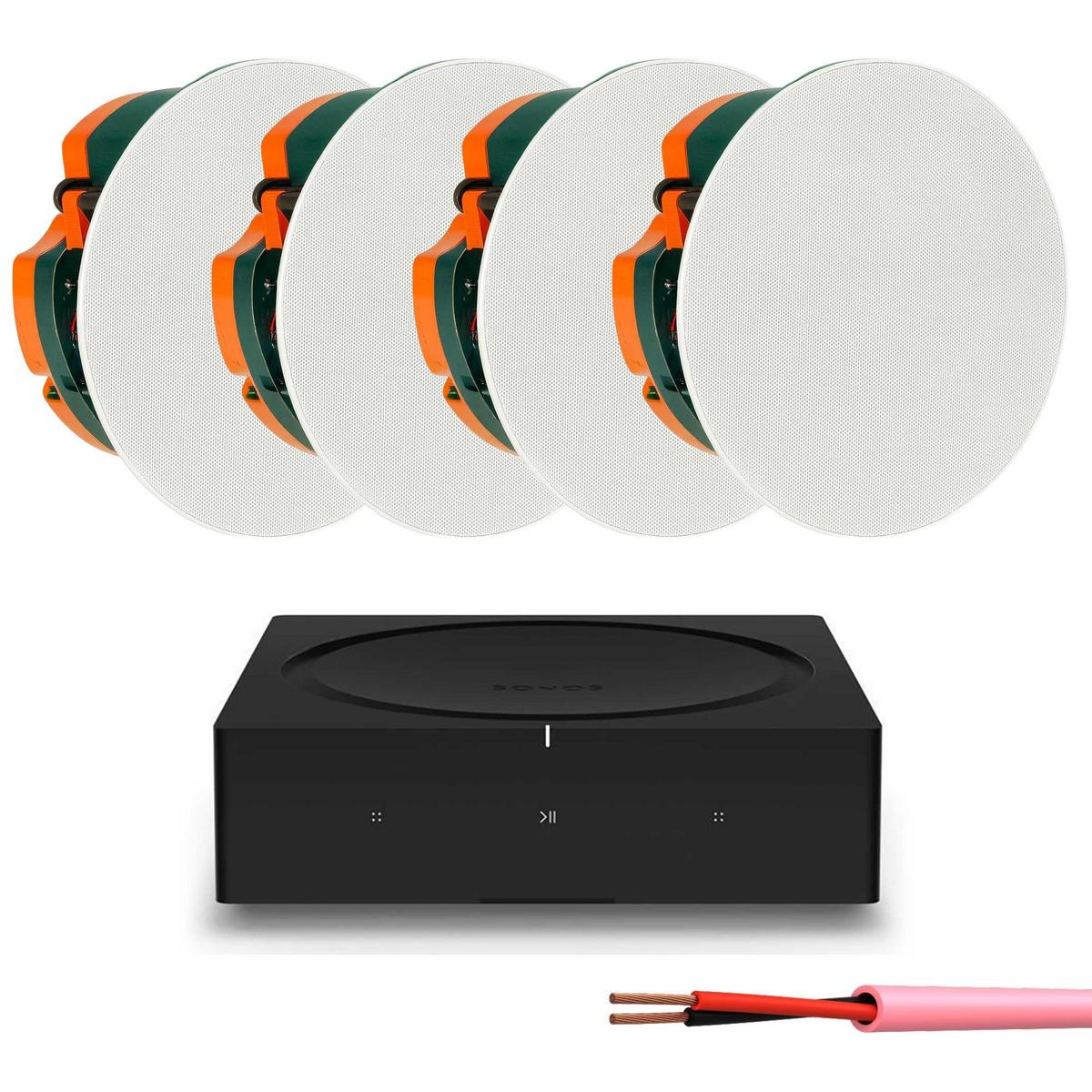 Sonos Amp with 4 X Monitor Audio C180 Ceiling Speakers and 100M Cable - main image