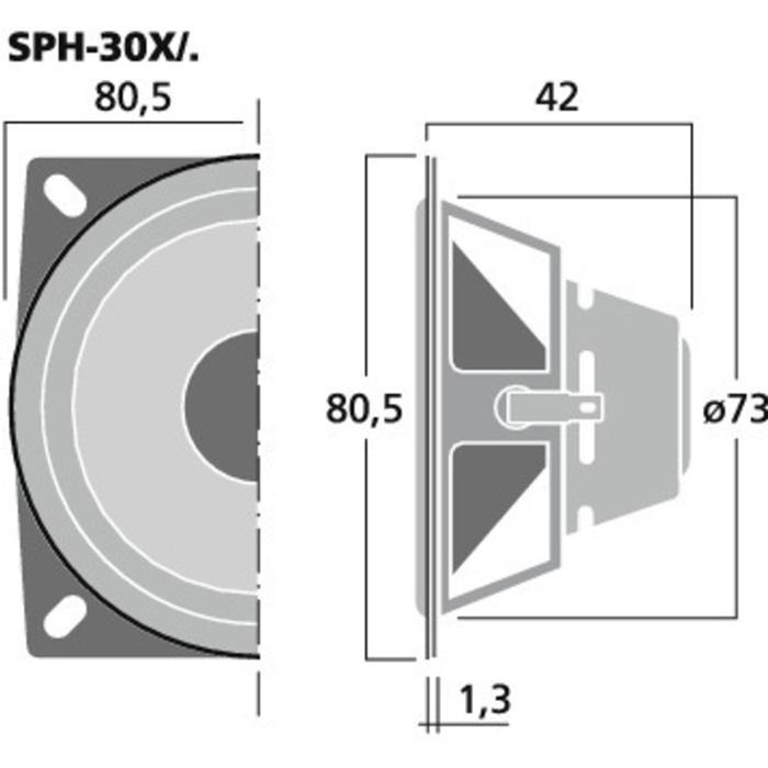 SPH-30X/8SW 3" Speaker - Dimensions Diagram - main image