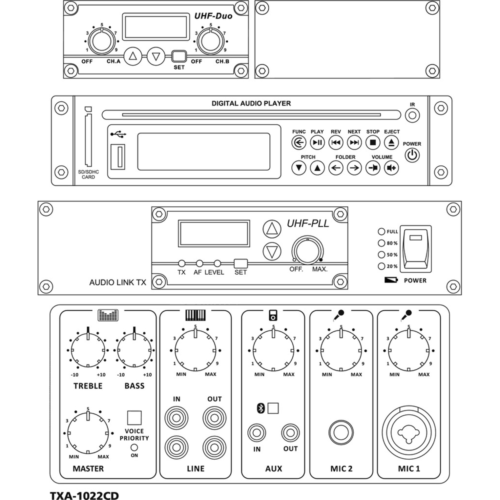 TXA-1022CD 170W Portable PA System With Bluetooth and CD - main image
