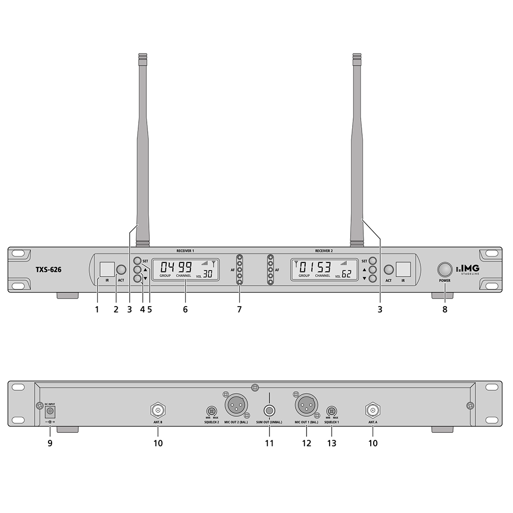 IMG Stageline TXS-626SET with Tie Clip and Head Set Wireless Mics - main image