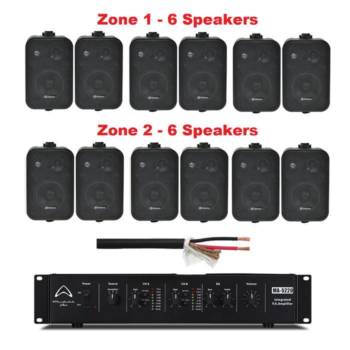 Wharfedale Ampilifier 2 Zone With 12 x 100V Line Wall Mount Speakers - main image