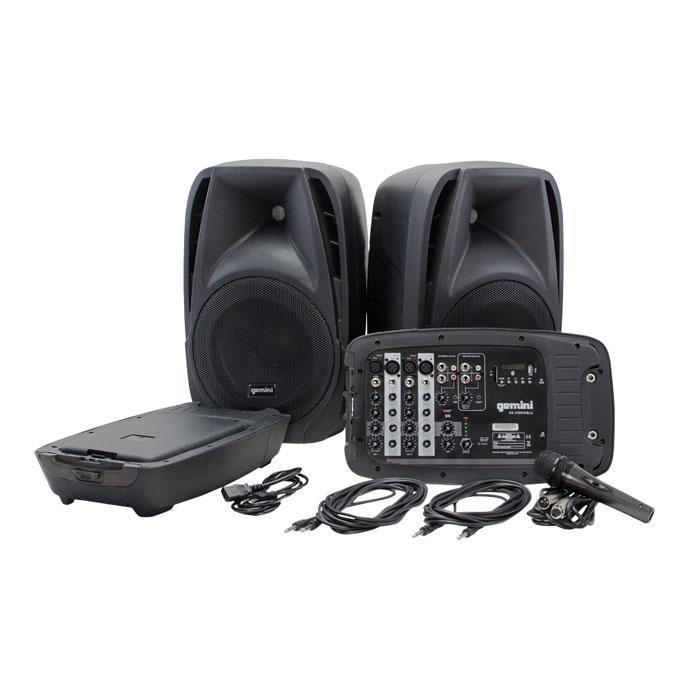 Gemini Pair Of 10" Speakers With Mixer And Microphone