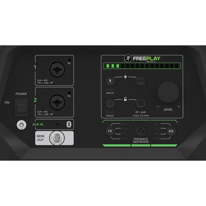 Rear Panel - 2 Microphone Inputs, Power ON/OFF And Volume - main image