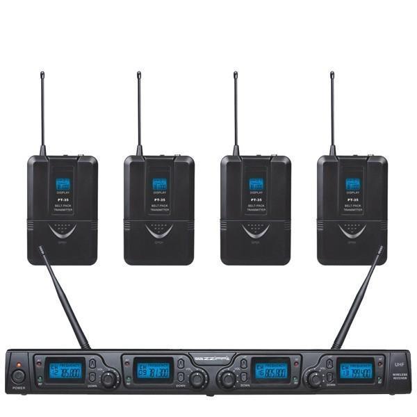 ZZiPP UHF 4 Channel Wireless Mics Set Complete With 4 Bodypack Transmitters And Headset Mics - main image