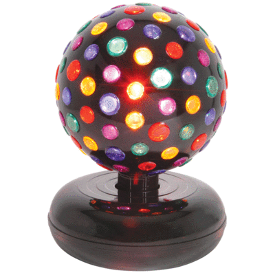 Large Rotating Disco Ball, 5 Colours, Free Standing, Black Base