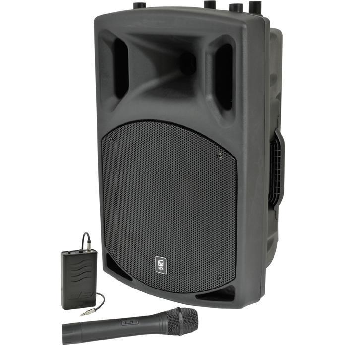 QTX 15" Active 500W PA Speaker VHF Wireless Handheld and Body Pack Mic