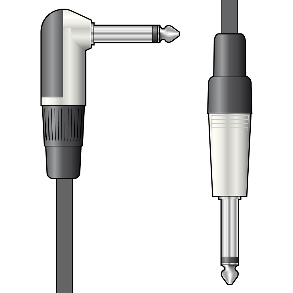 Guitar Lead 90 degrees 6.3mm Mono Plug To 6.3mm Mono Plug - main image