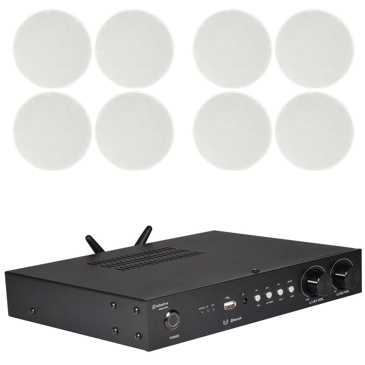 2 Zone Wifi Multistreaming Amplifier With 8 Ceiling Speakers - main image