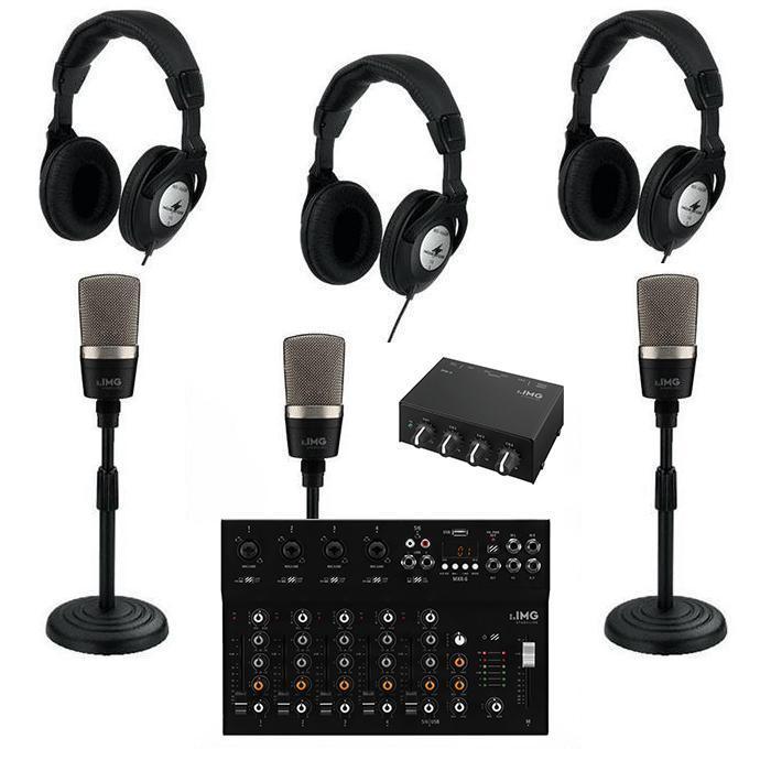 Tri Mic Podast Kit With USB Mixer For Extra Input - main image
