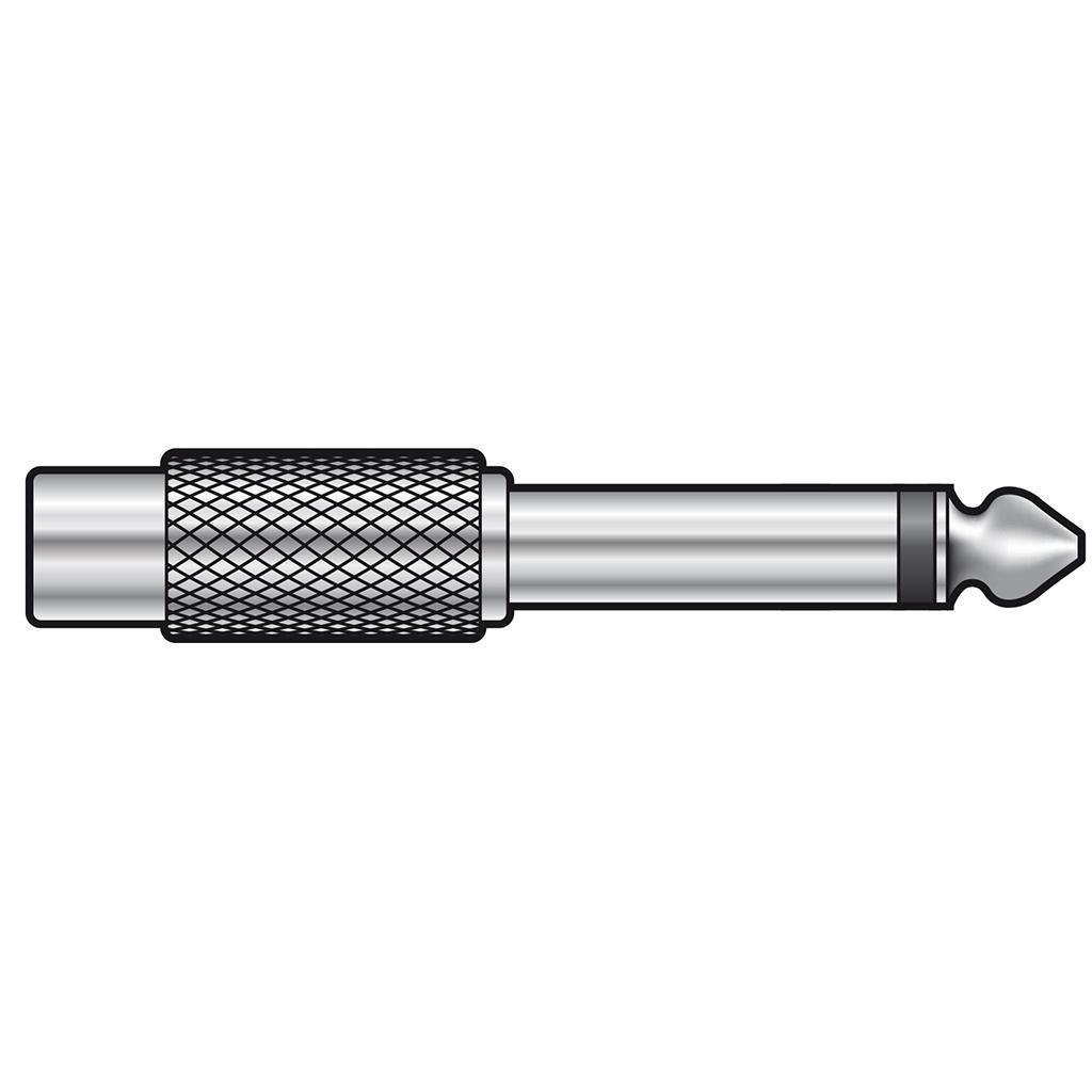 6.3mm Mono Plug To RCA Phono Socket In Metal - main image