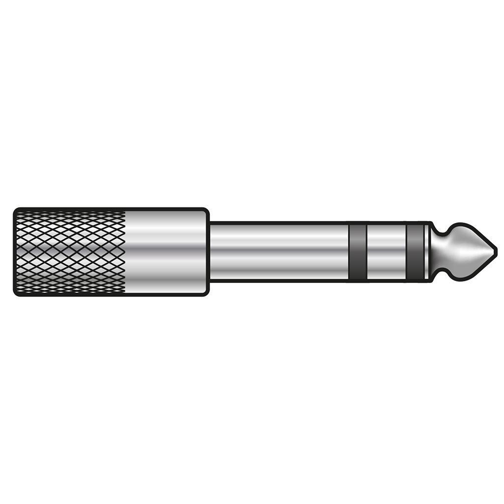 6.3mm Stereo Plug To 3.5mm Stereo Jack Socket In Metal - main image
