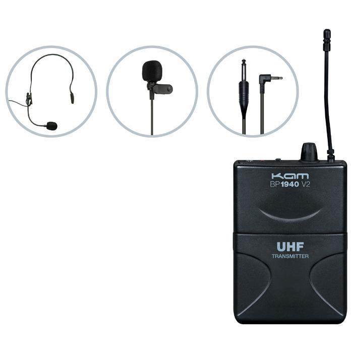 KAM BP1940 V2 Body Pack with Tie Clip and Headband Microphones  - main image