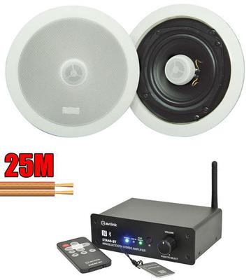 Pair of 5.25" with Bluetooth Amplifier and Cable