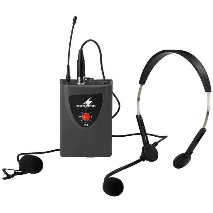 Multifrequency Pocket Transmitter With Tie Clip & Headset Microphone - main image