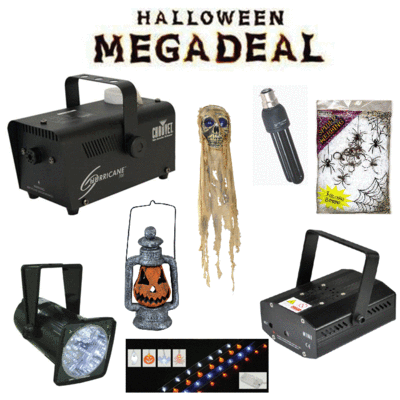 Halloween Megadeal Smoke machine, strobe, laser - large