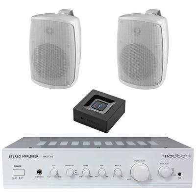 Madison Amp Pair Of 4" Outdoor Speakers And Bluetooth