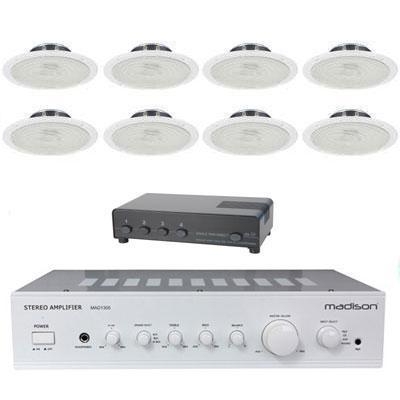 Madison Amplifier With 8 X Ceiling Speakers Switch Silver