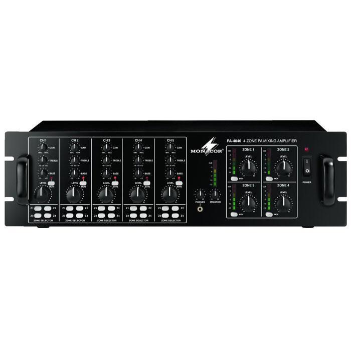 PA-4040 4 Zone 160W Mono Mixing Power Amplifier 100V 4 & 8 Ohm  - main image