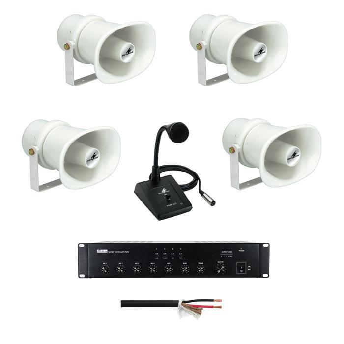 Forecourt PA System With 4 x Weatherproof Horn Speakers - main image